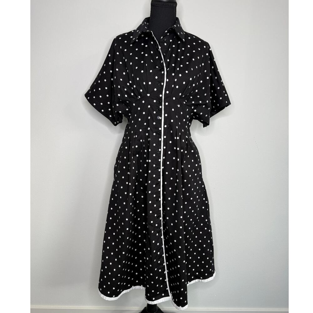 Anthropologie Exquise Eleanor Polka Dot Shirt Dress SP